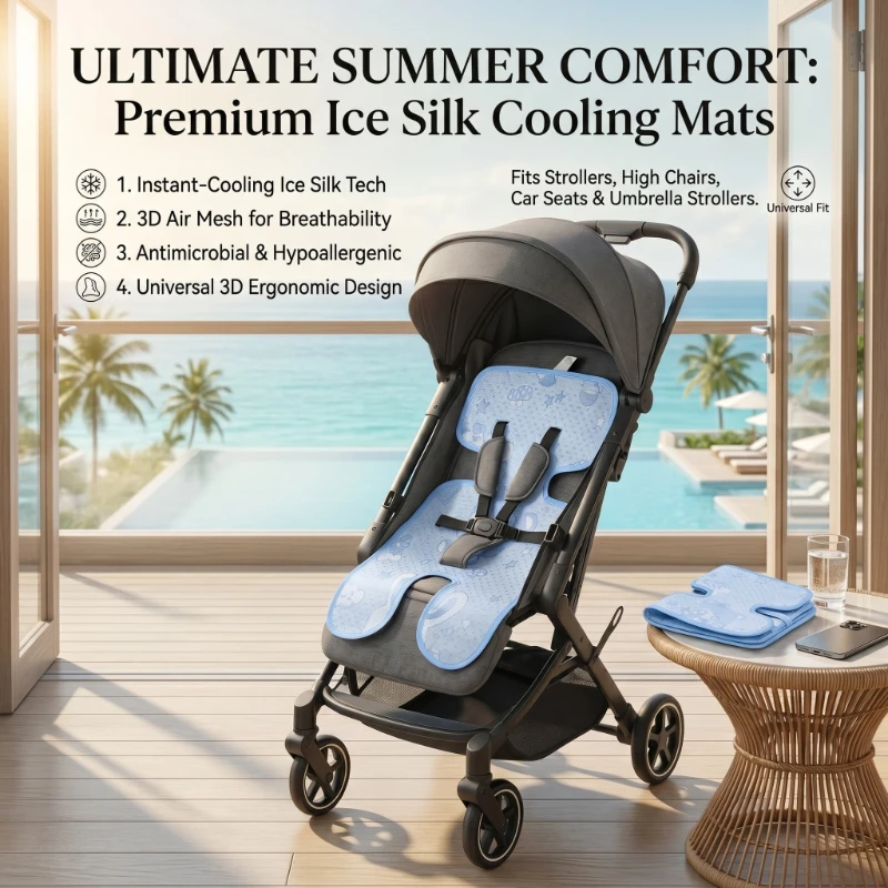 Baby Stroller Ice Silk Mat Universal  Washable Cooling Mat Cushion for Stroller Car Seat High Chair Pushchair Sleeping Cushion