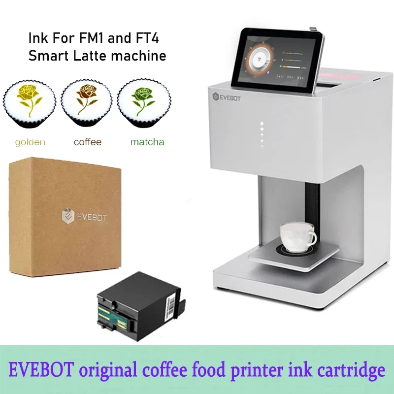 Evebot Ink Cartridge Coffee Printer Can Be Used In Coffee Latte Machine Single Color And Colorful For food ink FM1 FT4  or FC