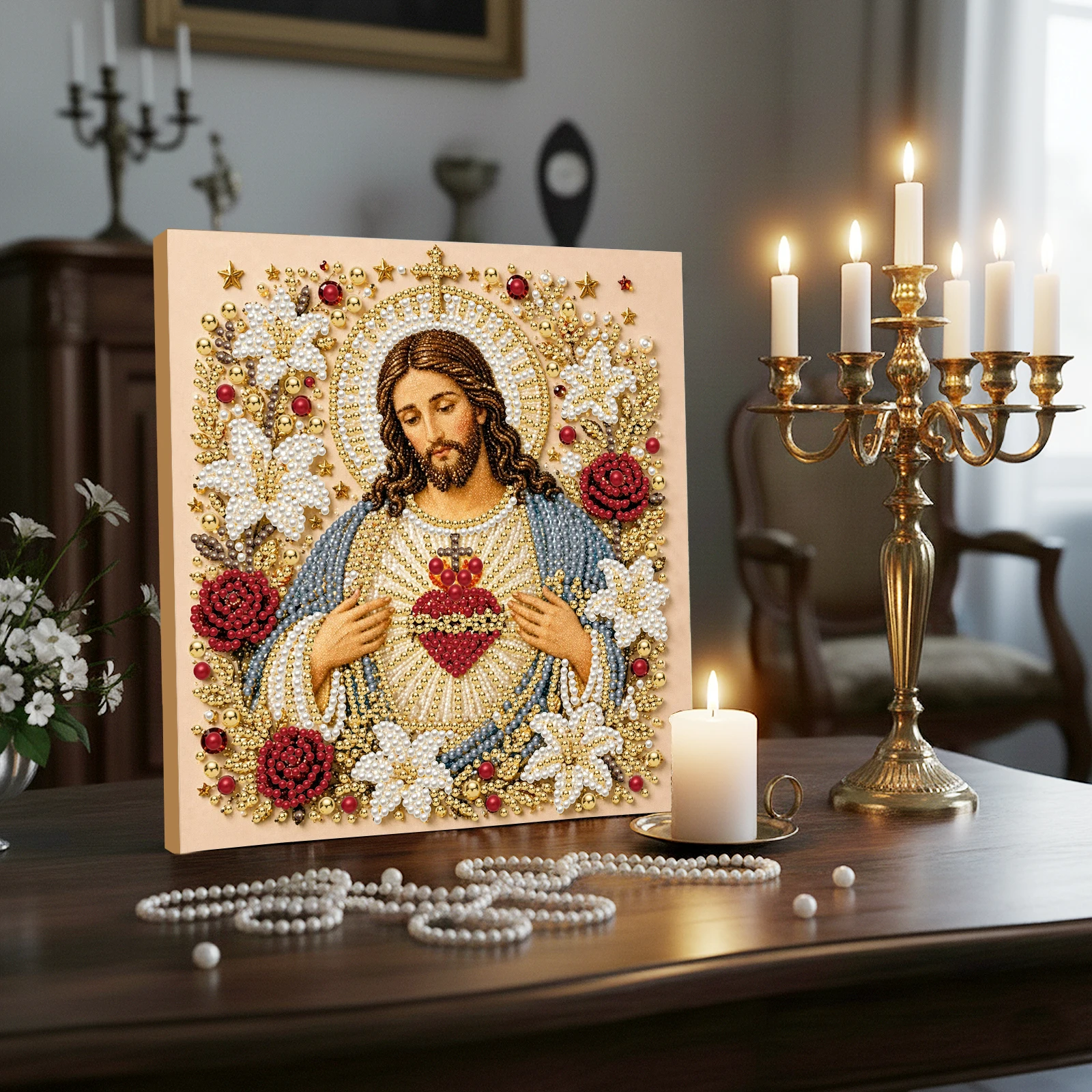 DIY Pearl Art Kit with Frame S - Resin Craft For Beginners 评论和价格