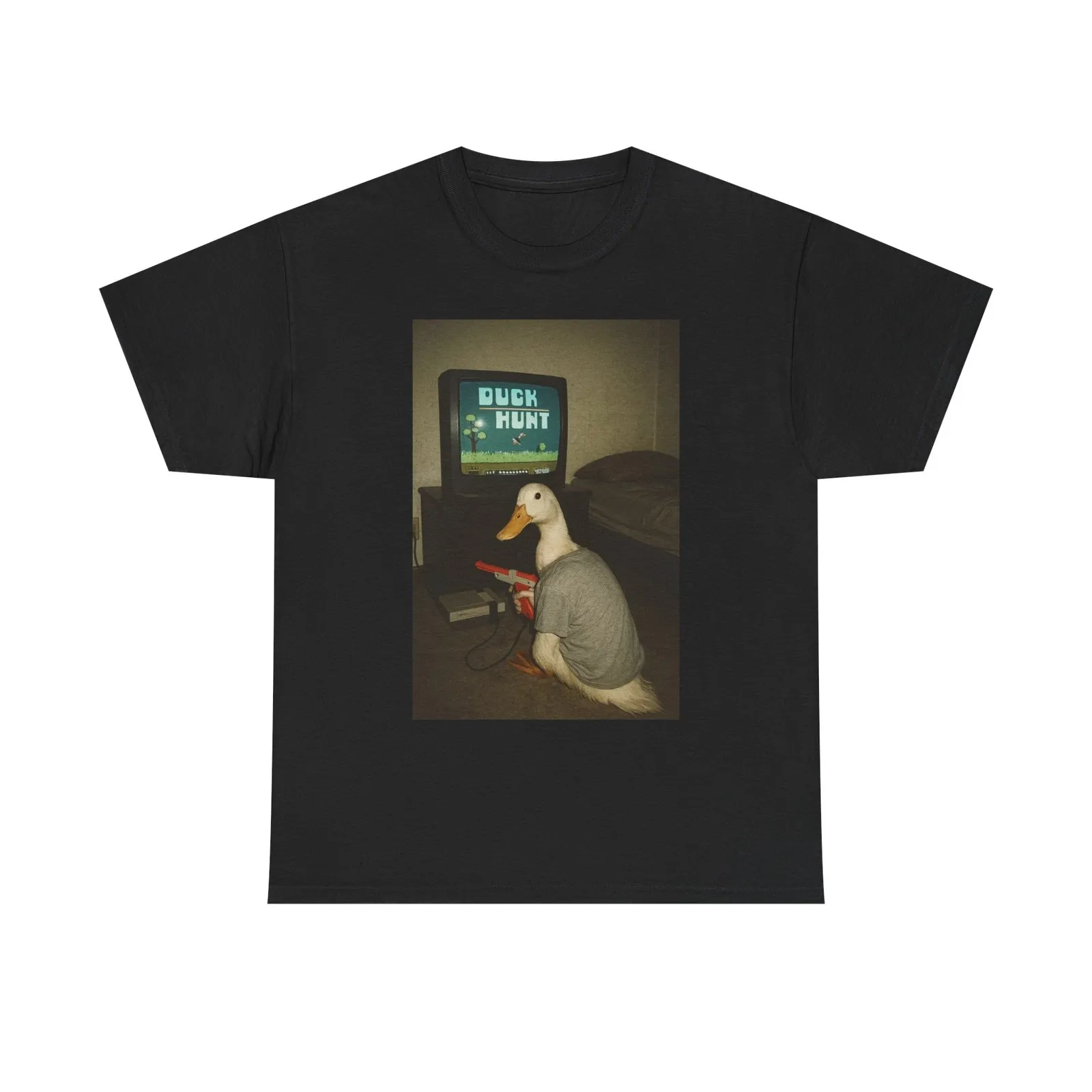 Duck Hunt Vintage Gaming Funny Graphic T Shirt Unisex Heavy Cotton Tee Gift New