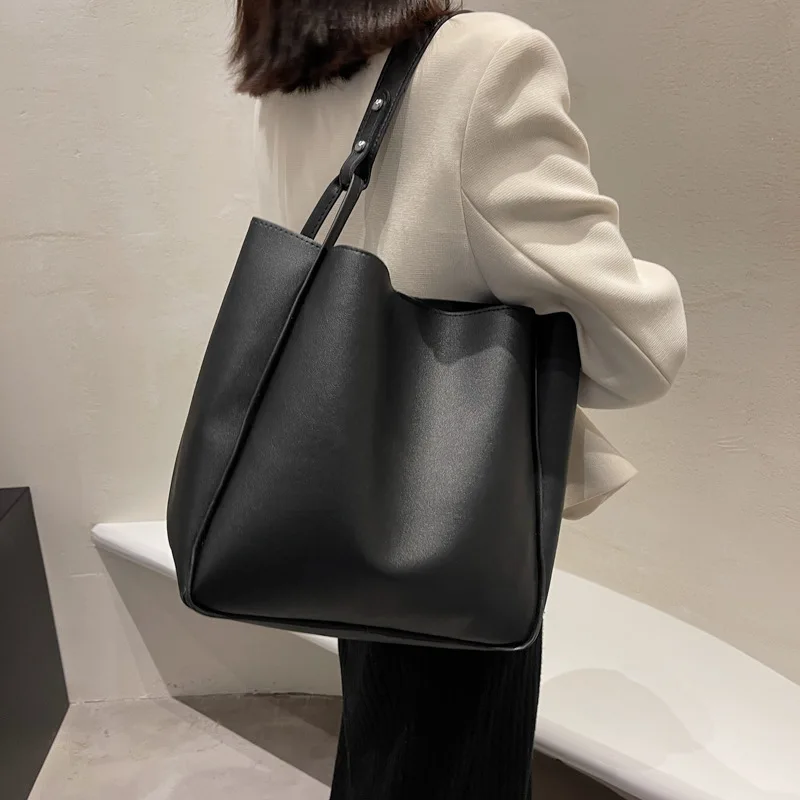 Bag Female Korean Version Shoulder Practical Shopping Bag Simple Soft Leather Shoulder Bag Пакеты Для Покупок
