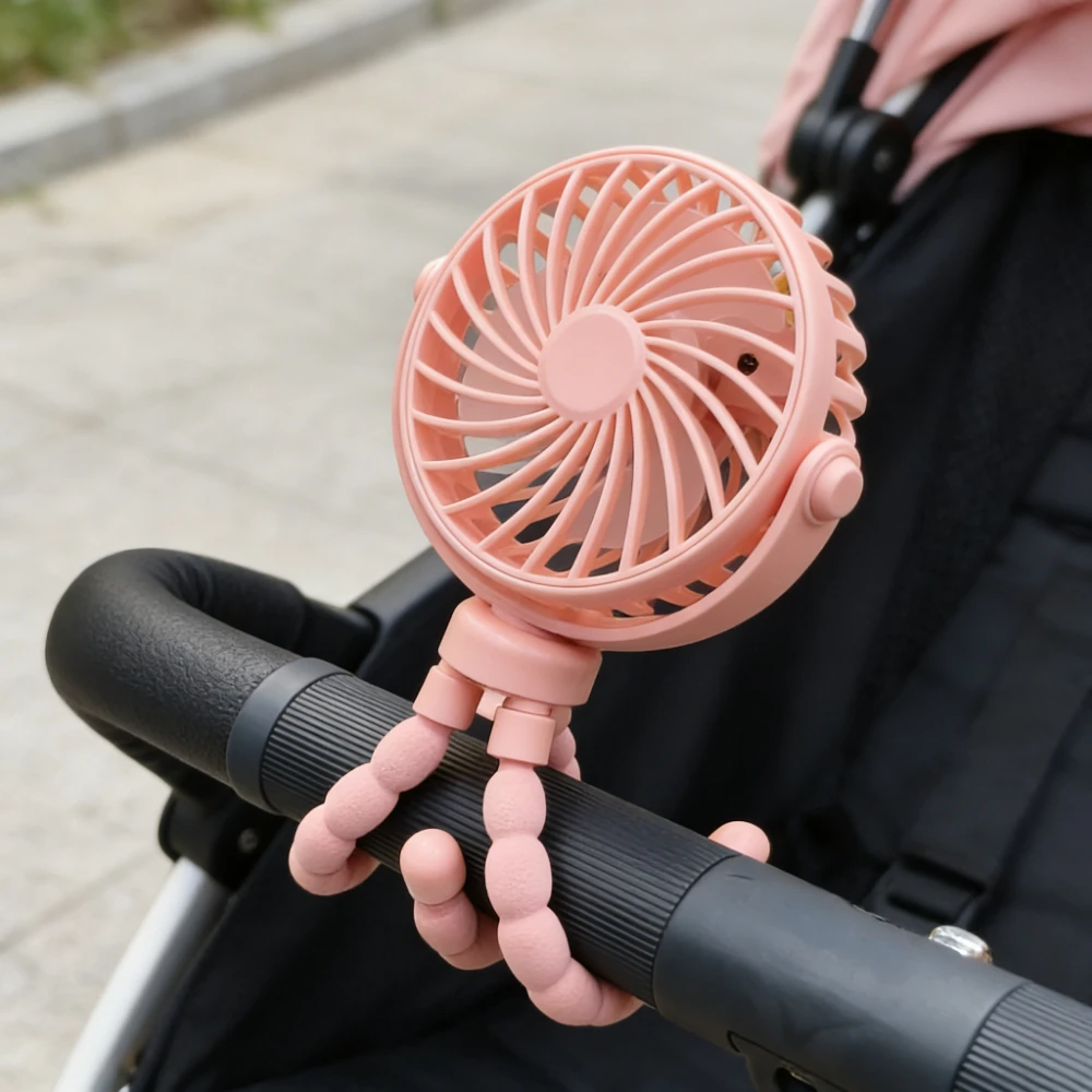 Tragbarer, flexibler Stativventilator, USB-wiederaufladbarer Mini-Oktopus-Ventilator, extrem leise, für Kinderwagen, Autositz, Reisen, tragbarer Ventilator mit 3 Geschwindigkeitsstufen – Detail 28