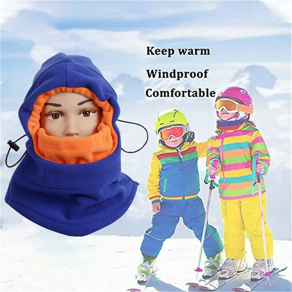 High Quality Kids Winter Fleece Neck Warm Full Face Balaclava Hat Ski Mask Hood Cap Children Cap Kids Accessories Kids Hats