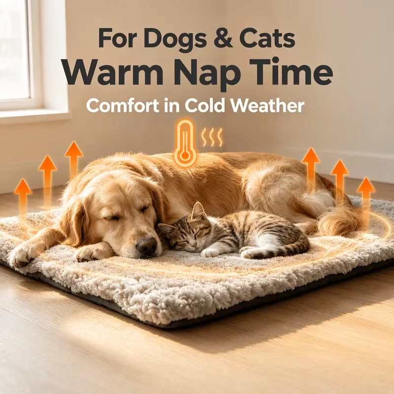 Winter Warm Pet Mattress 1Pc, Super Warm Cat Dog Sleeping Pad, Washable Non-Slip Mat for Small Large Dogs Cats, Pet Bed Gift