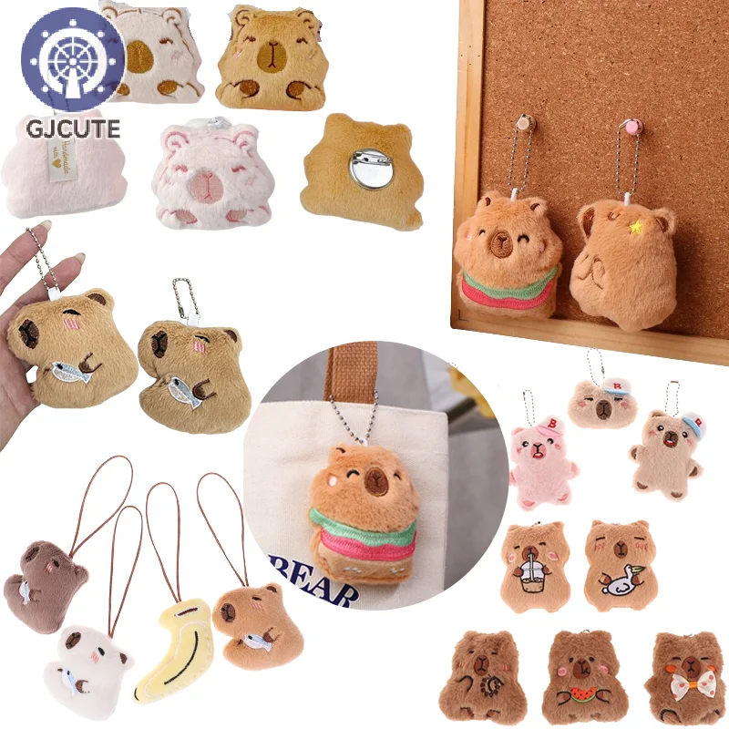 Pendentif en peluche capibara qui couine, dessin animé, thé au lait, doux, beurre en peluche, porte-clés de voiture, sac à dos, cadeau de décoration