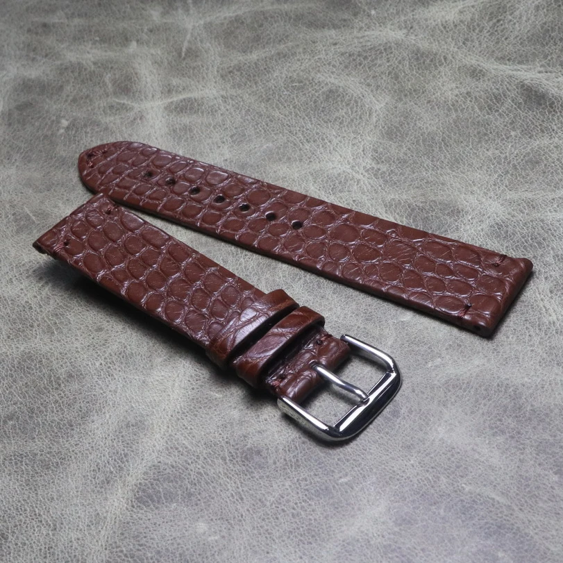 New 18 19 20 21 22mm Ultra-thin brown Alligator strap High-end Handmade watchband Crocodile skin Genuine Leather watch band Belt