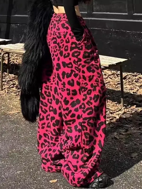 

plus Size Harlan Pants Wide Leg Casual Thickened Fleece Lined Leopard Print Women's Autumn Winter Comfortable Sweatpants