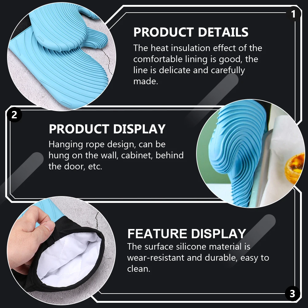 

High Temperature Resistant Oven Gloves Heat Insulation Mitts Silica Gel Kitchen Bar Supplies Wear Resistant Easy Clean