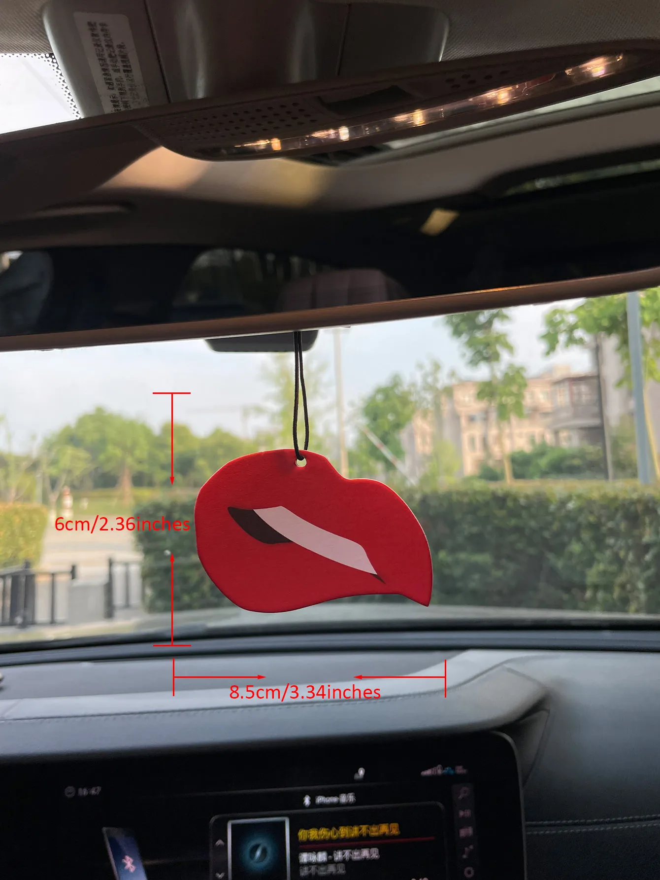 Red Lips Shaped Hanging Car Air Freshener Scent Card, Natural Plant Extract Fragrance, Alcohol-Free Non-Toxic Odor Eliminator Ai
