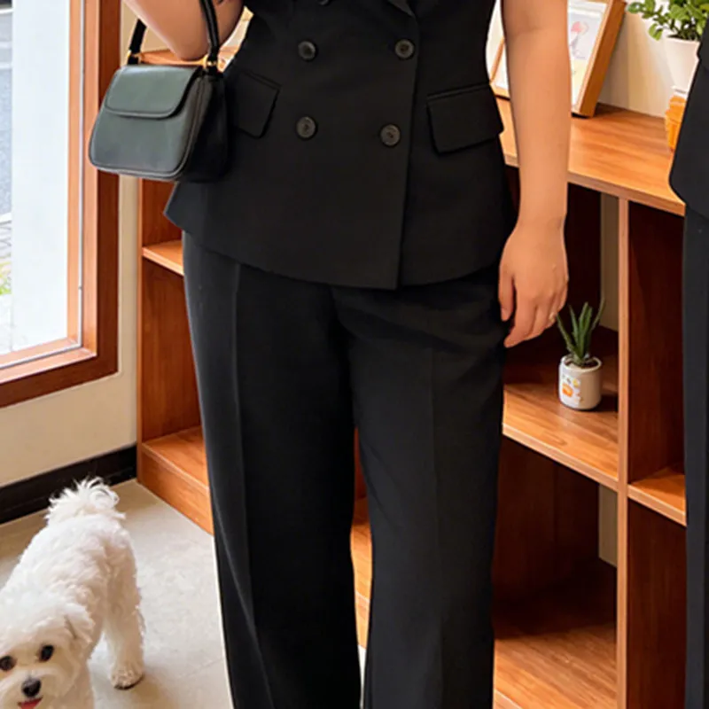 Elegant Short Sleeve Suit Set Women's Summer Fashion Age-Defying One-Piece High Waist Pants Button-Up Slim Fit Workwear