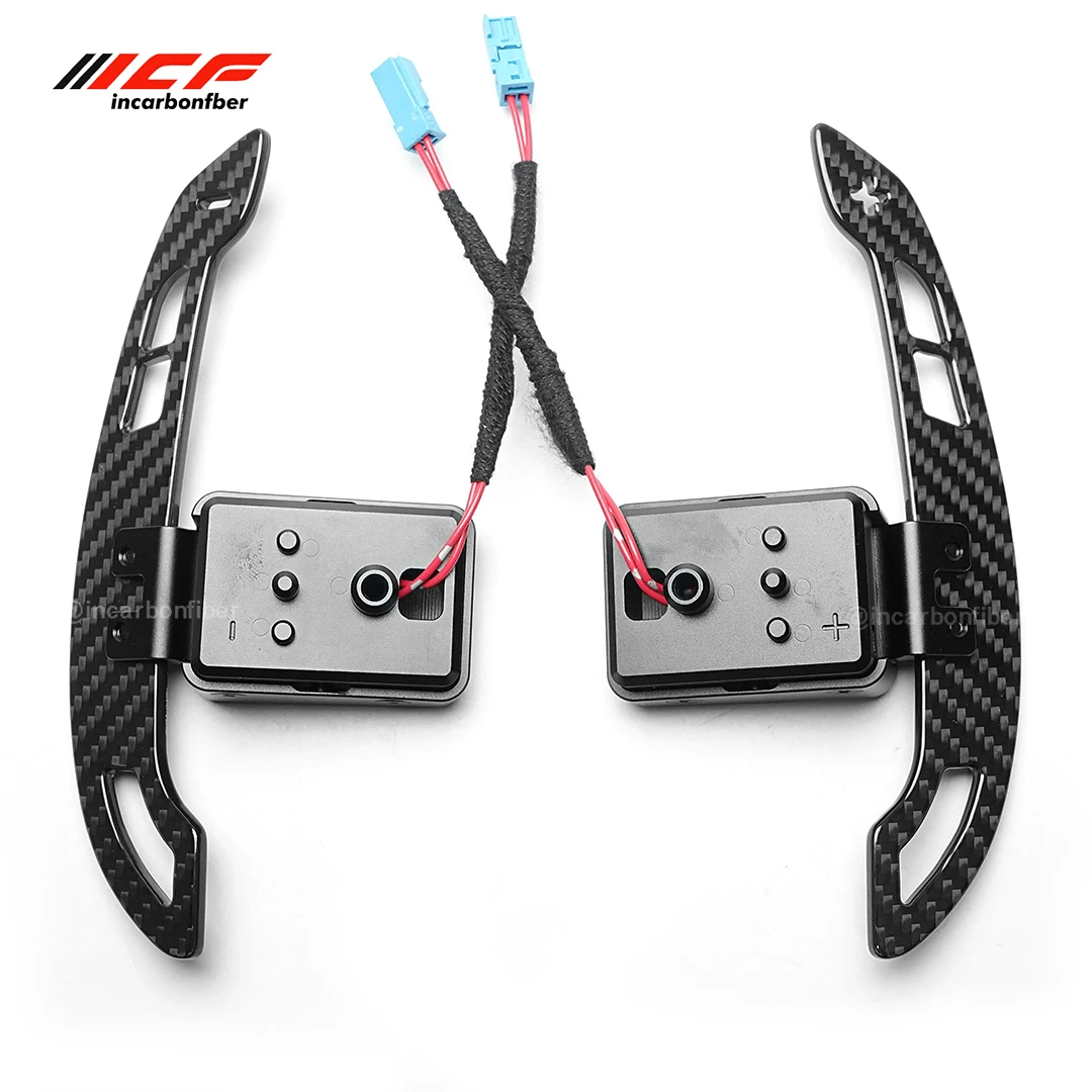 ICF 100% ألياف الكربون الحقيقية المغناطيسي عجلة القيادة مجداف المبدلات لسيارات BMW G20 G22 G05 G80 F22 F30 1 2 3 4 5 7 سلسلة