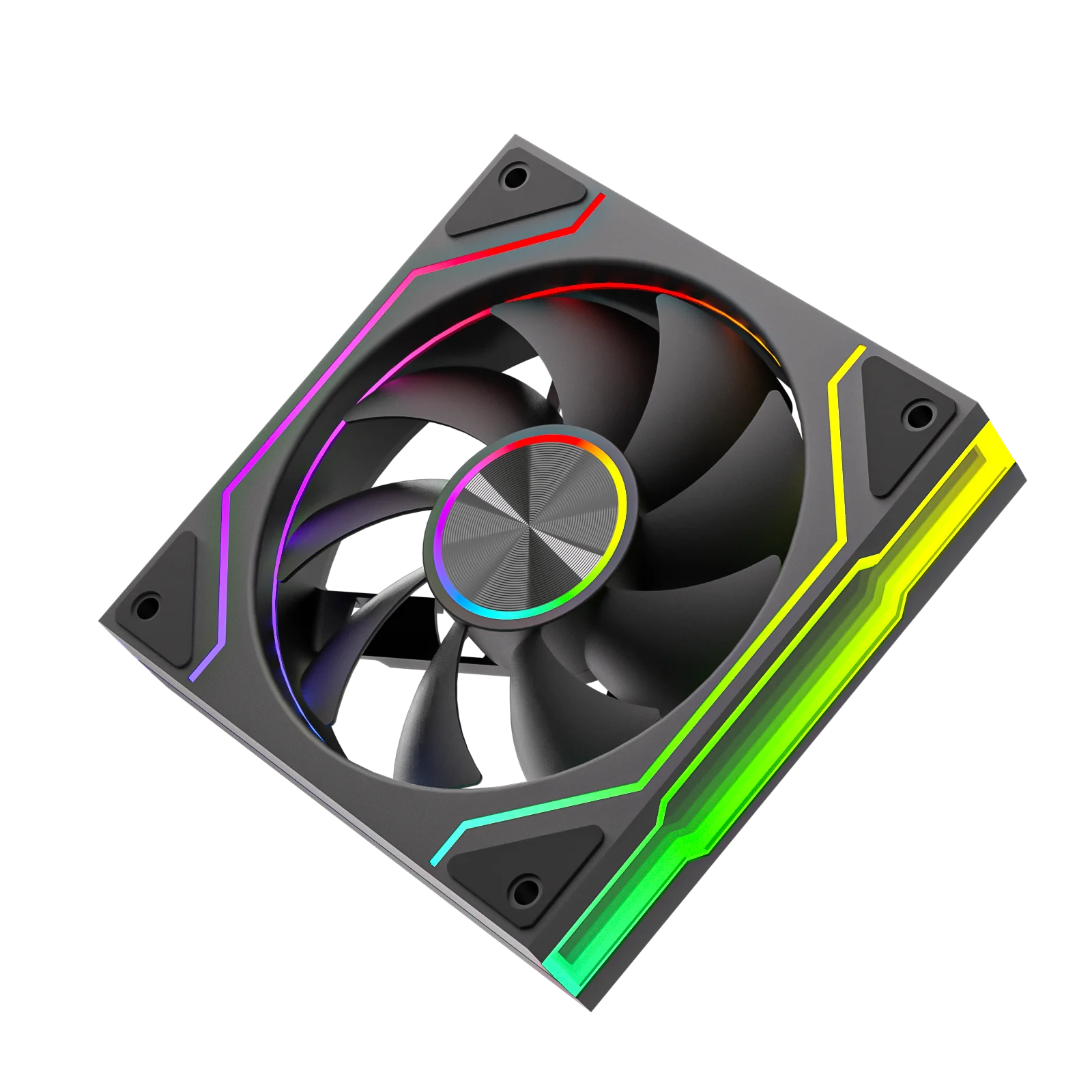 Power Train PRISM 9 PRO Computergehäuselüfter 12 cm ARGB 4-poliger PWM-Leiser Lüfter 12 V großes Luftvolumen 61,5 CFM/800–1800 U/min