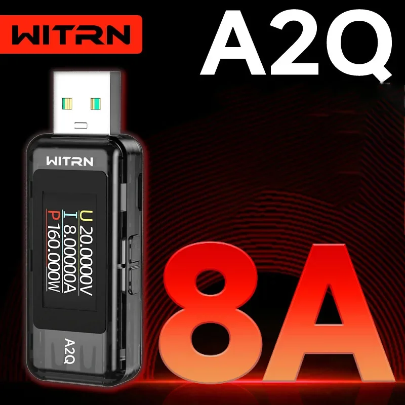 WITRN A2Q Weijian USB Voltmeter Tester 8A Magic Modified 120W Mobile Phone Fast Charging Current Tester