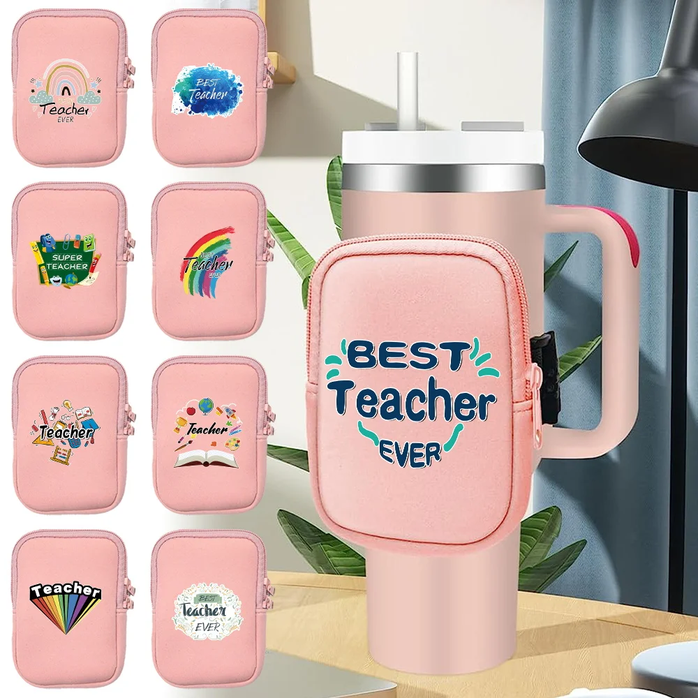 New Type of Running Water Bottle Handheld Water Cup Bags Made of Nylon Material with Teacher Series Double Zipper Water Cup Bag