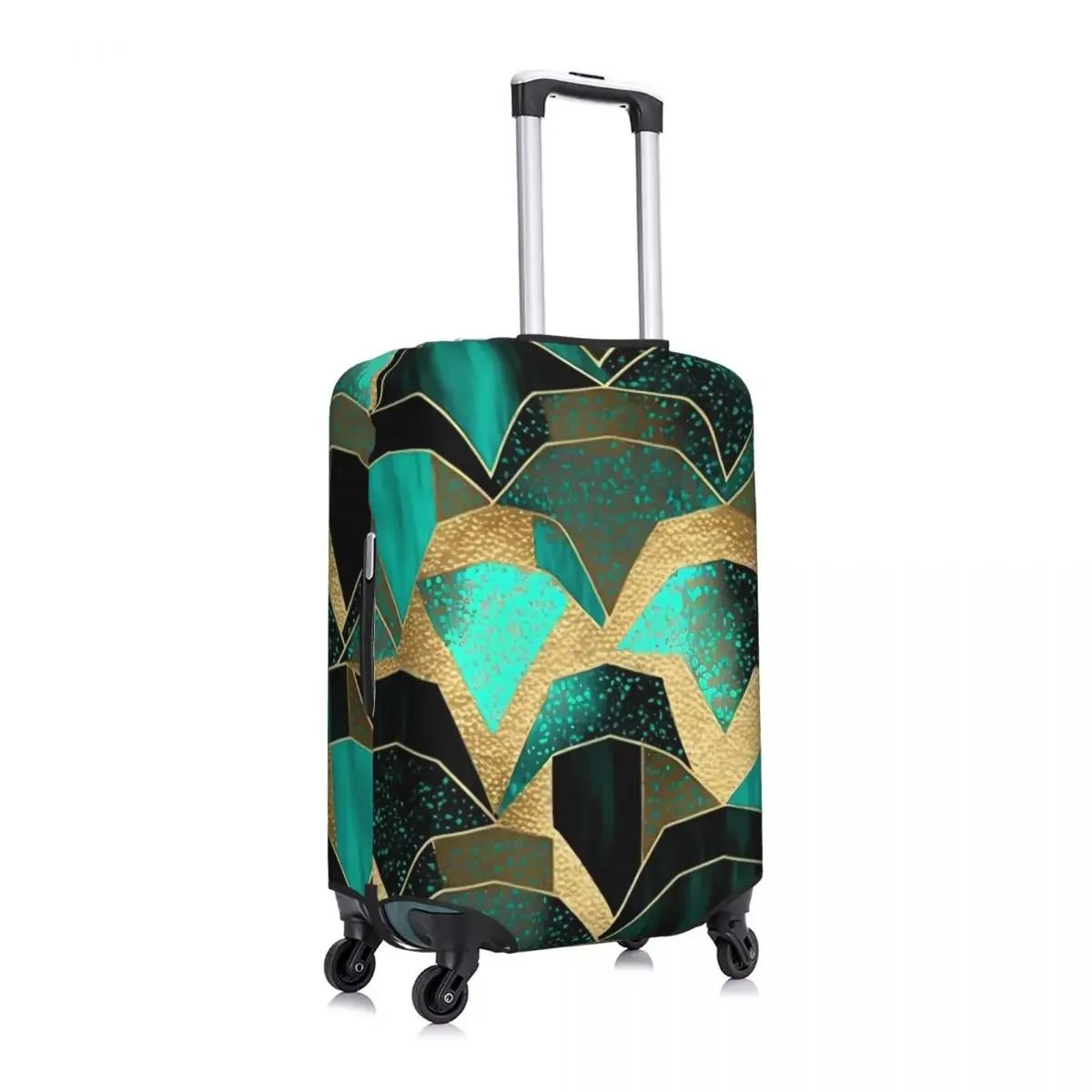 Art Vintage Geometric Suitcase Cover Flight Turquoise Scales Fun Luggage Case Business Protector