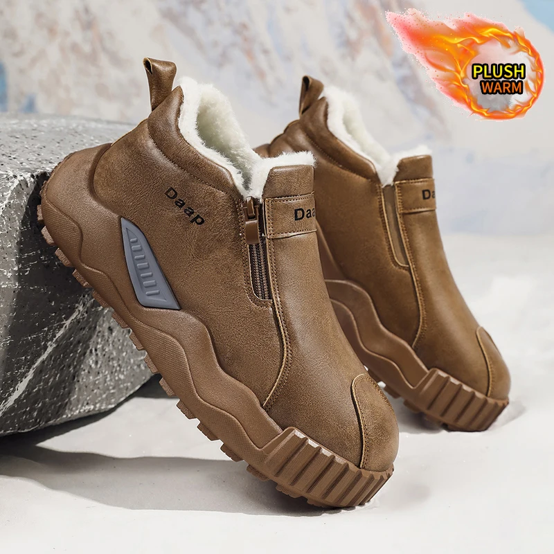 Autumn and Winter Mid-Top Large-Size Fashionable and Comfortable Snow Boots, with Plush Lining for Warmth and Comfort, Excellent Grip, the Preferred Gear for Outdoor Sports and Leisure in Autumn and Winter