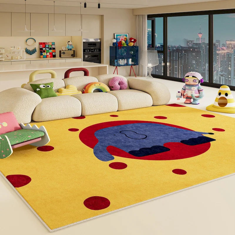 VIKAMA Abstract Cartoon Animal Carpet Colorful Wave Point Carpet Anti Slip Washable Soft Game Carpet Home Decoration