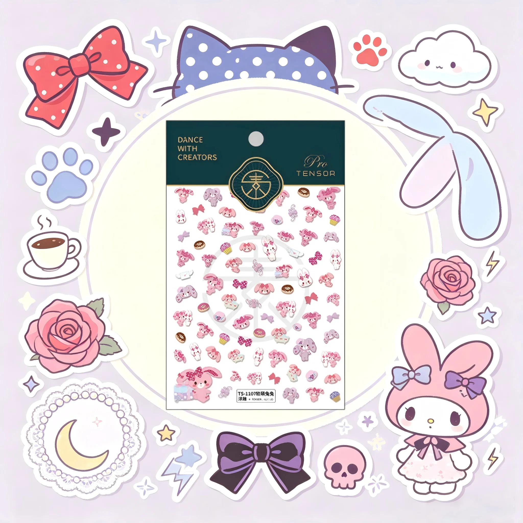 New Cartoon Sanrio Hello Kitty Nail Stickers 5D Melody Kuromi Cinnamoroll Anime Sticker Nail Art Supplies Nail Art Decals