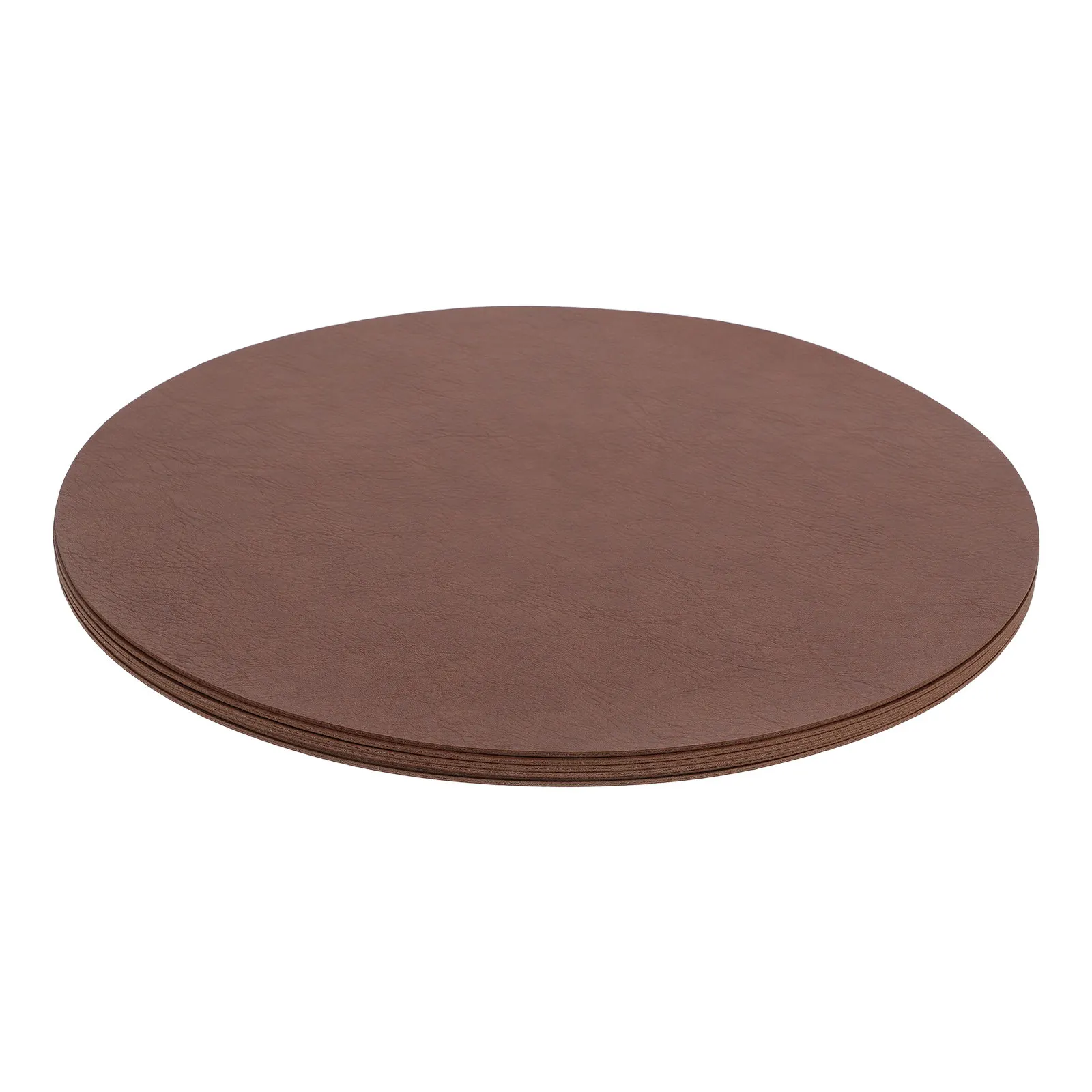 6Pcs Dining Mat For Table For For Kitchen Fall Table Decor Round Placemats Inch Washable Faux PU Decoration Brown