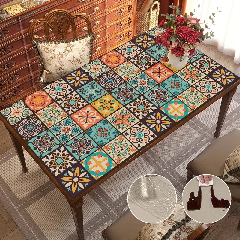 Retro Tablecloth Plaid Dustproof Oilproof Table Cover Anti-slip Table Mat Kitchen Dining Table Protector Home Decoration 식탁보