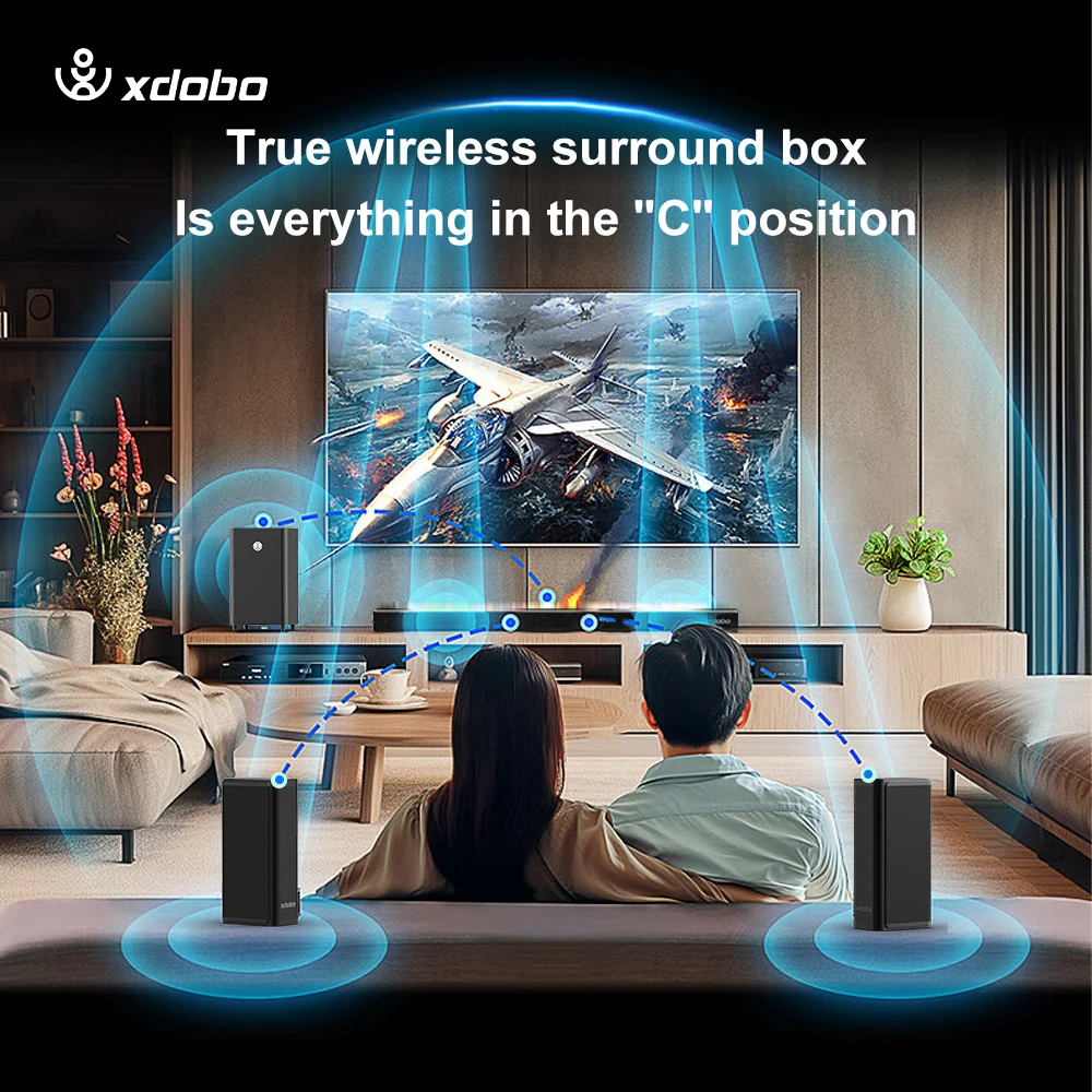 نظام صوت محيطي للمسرح المنزلي عالي الوضوح 7.1 لمكبرات الصوت الكبيرة للتلفزيون مع مضخم صوت سلكي وزوج واحد محيطي