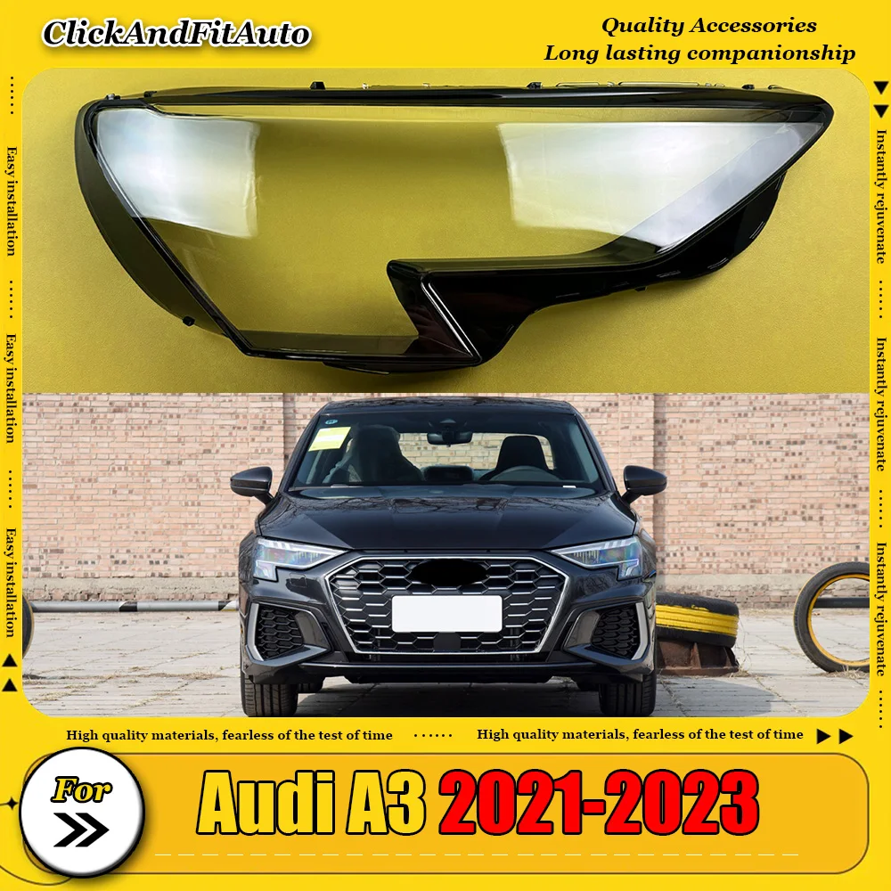 

For Audi A3 2021 2022 2023 Headlamp Transparent Cover Lamp Shade Headlight Shell Lens Plexiglass Replace Original Lampshade