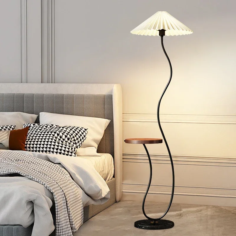 

Pleated Floor Lamp Storage One Living Room Sofa Coffee Table Table Lamp Scandinavian Minimalist Wireless Charging Ambient Light