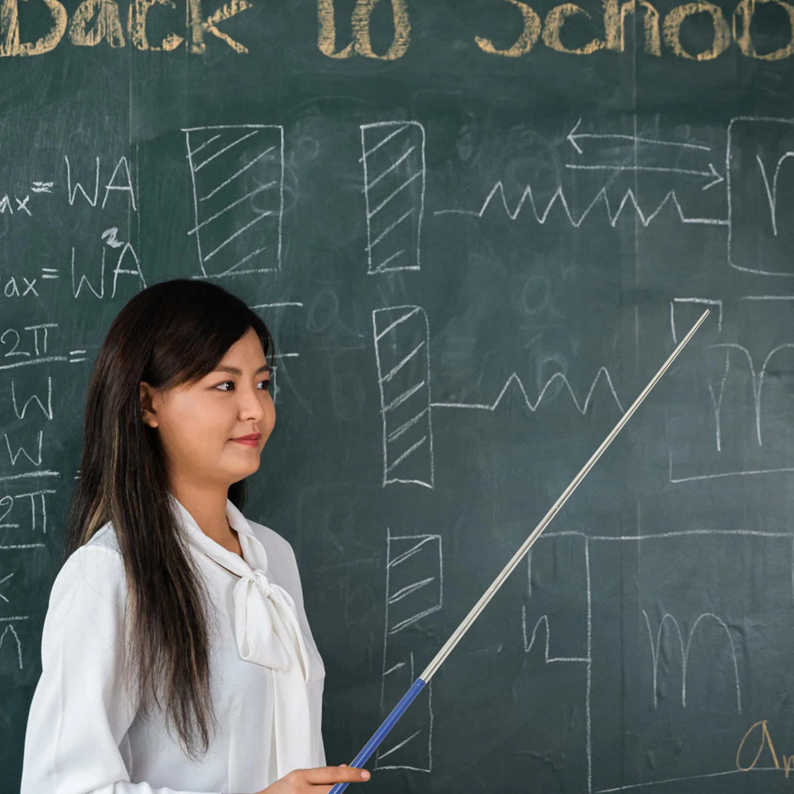 مؤشر الفصول الدراسية القابل للسحب للمعلم من الفولاذ المقاوم للصدأ، مؤشر تعليمي للسبورة الإلكترونية قابل للتمديد، لون عشوائي #4