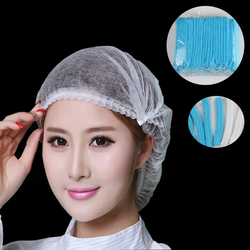 100/pcs/set Disposable Plastic Shower Hair Cap Women Waterproof Black Spa Salon Hotel Hair Dye Elastic Shower Cap Bathroom Rosa