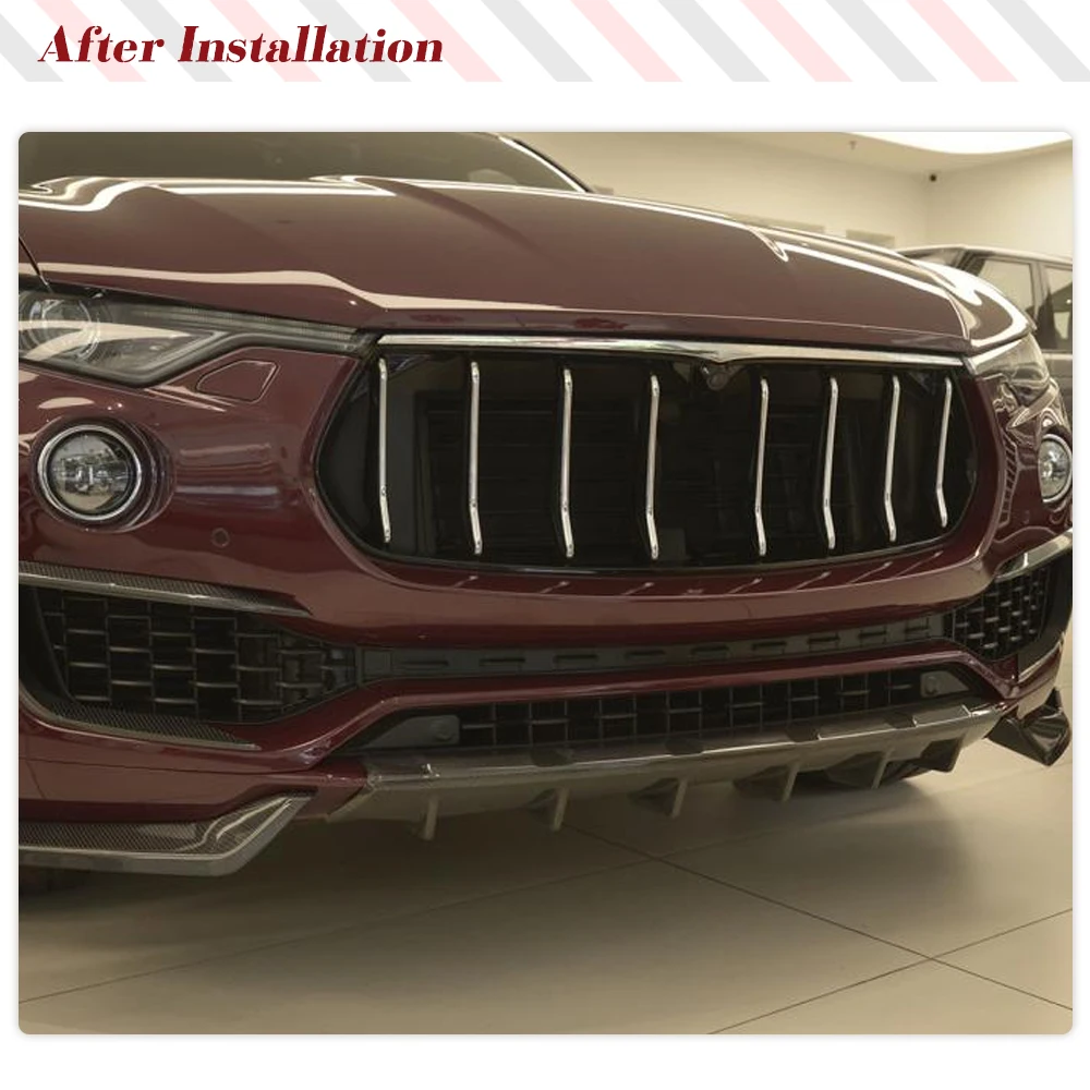 Car Front Bumper Lip Spoiler Splitters for Maserati Levante S Sport Base Sport Utility 4-Door 2016-2019 Carbon Fiber Front Lip