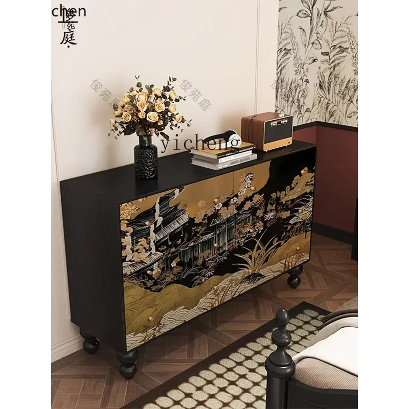 e1- Storage Cabinet Six-Drawer Cabinet Entrance Decoration Bedroom Bedside Dressing Table Pure Solid Wood Drawer Cabinet