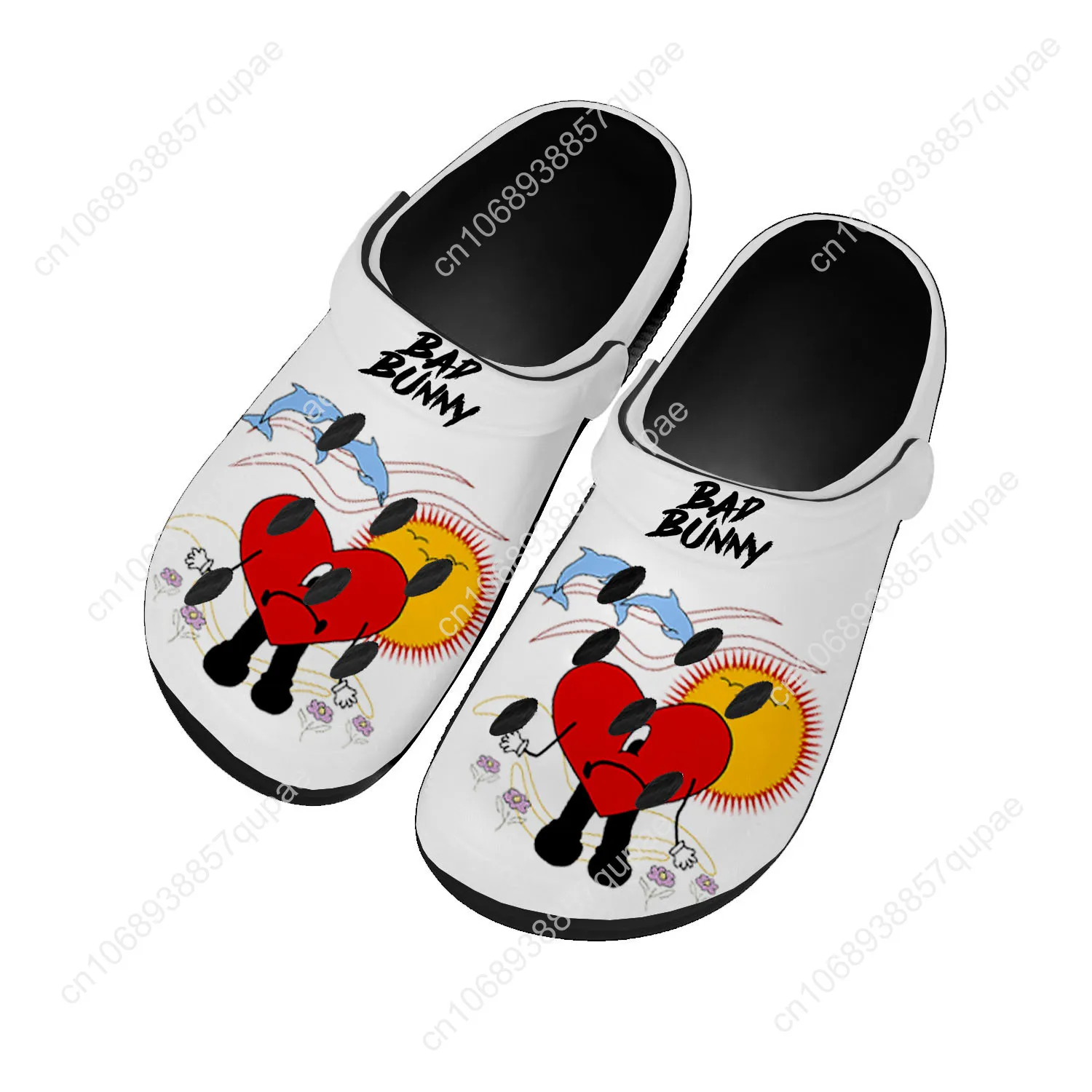 

Bad Bunny Hot Hip Hop Rapper Home Clogs Custom Water Shoes Mens Womens Teenager Shoes Garden Clog Breathable Beach Hole Slippers