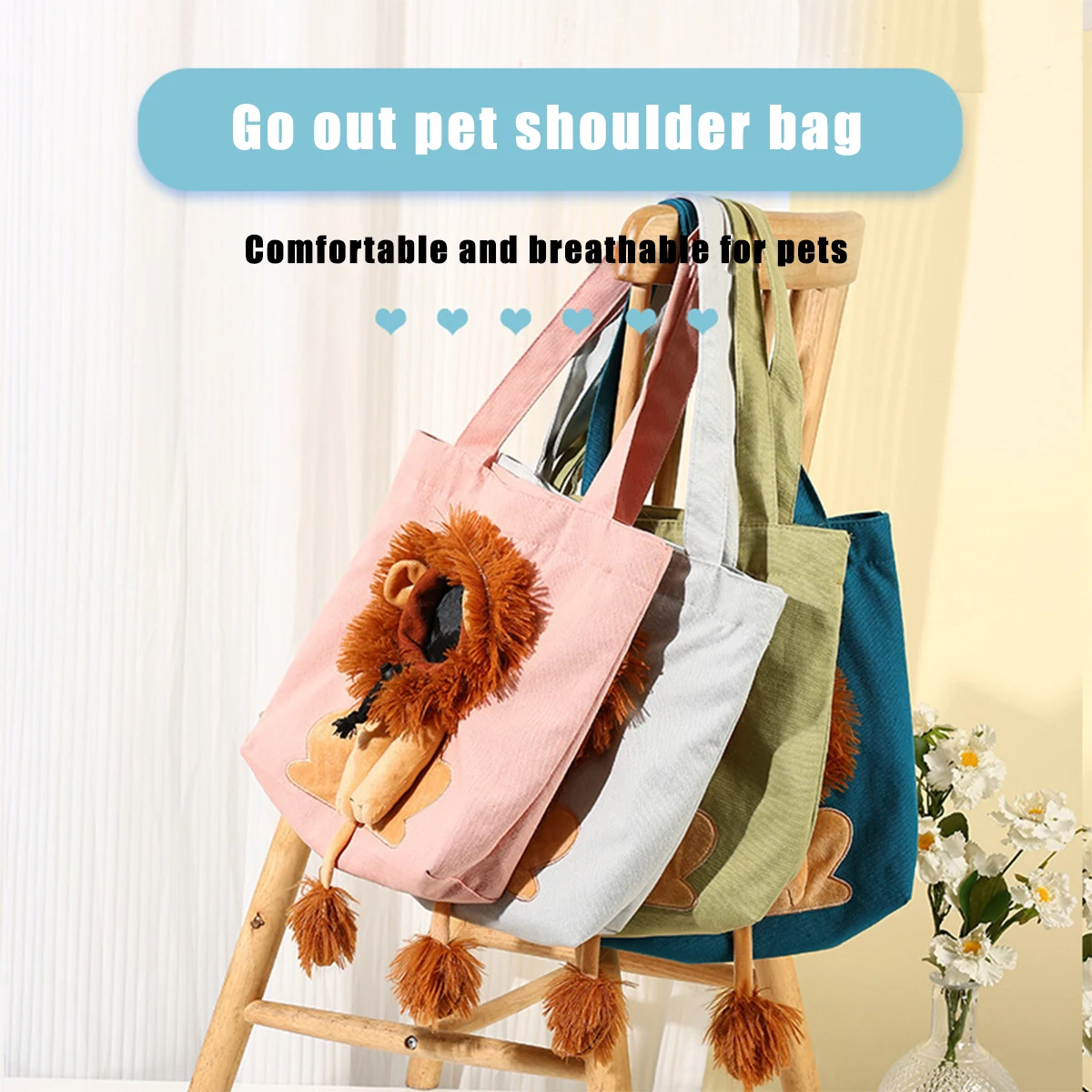 Waterproof Fabric Outdoor Cat Accessories Pet Travel Sling Carriers Handbag One Shoulder Canvas Pet Bag