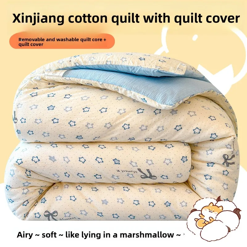 Xinjiang Cotton Thickened Winter Quilt Removable Washable Skin Friendly Double Layer Gauze Quilt Dormitory Wholesale