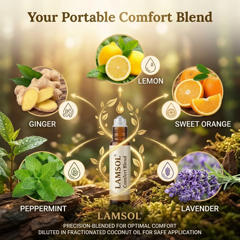 LAMSOL Luxury Home Fragrance Essential Oil Black Gift Set 75ml -5 Pure Oils & 50ml Carrier Oil Travel & Comfort Kit for Diffuser