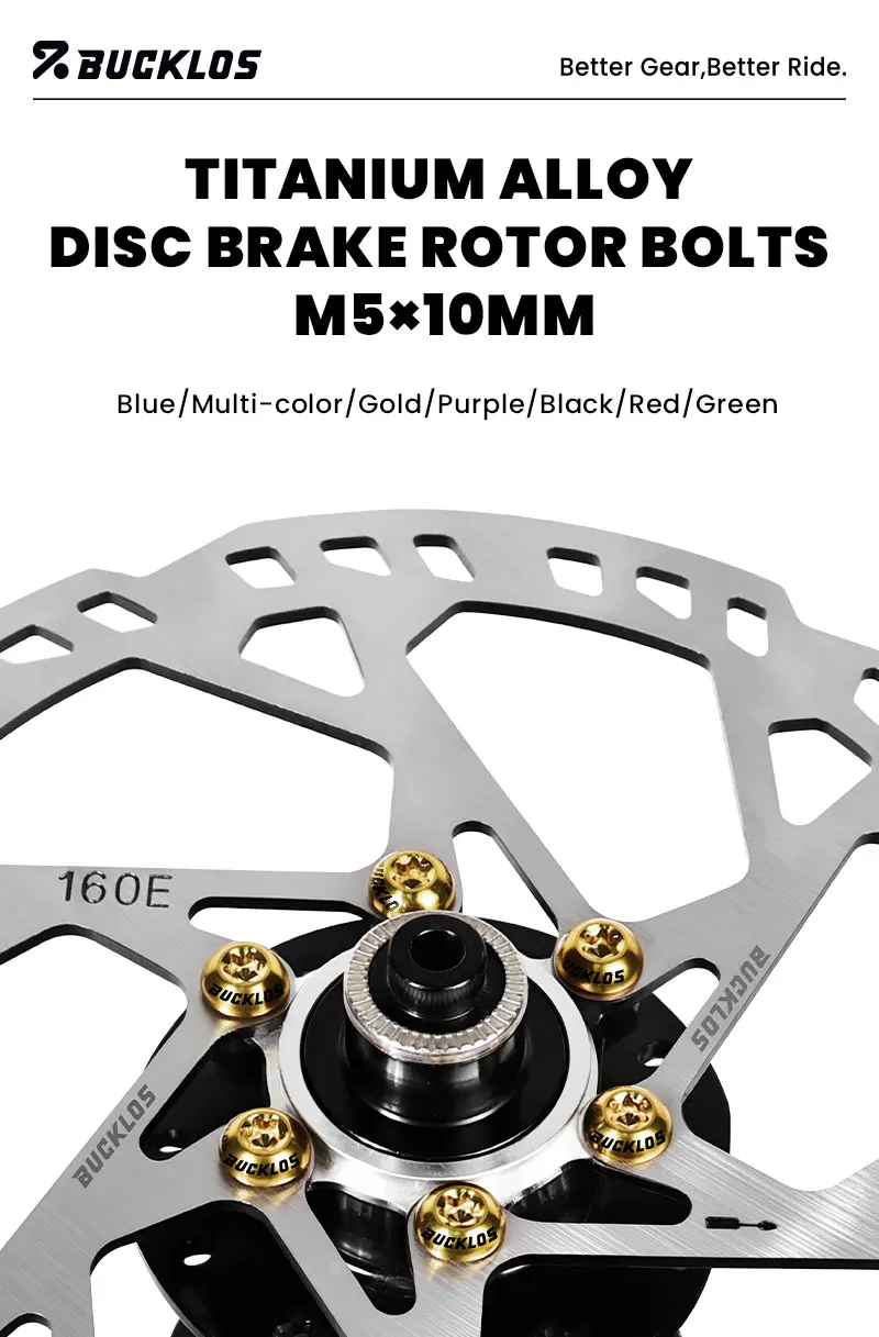 BUCKLOS 12 Stück Titan M5*10MM Schrauben Titanlegierung Scheibenbremsrotor-Schrauben Fahrrad-Scheibenrotor-Befestigungsschrauben M5x10mm Schrauben – Detail 2