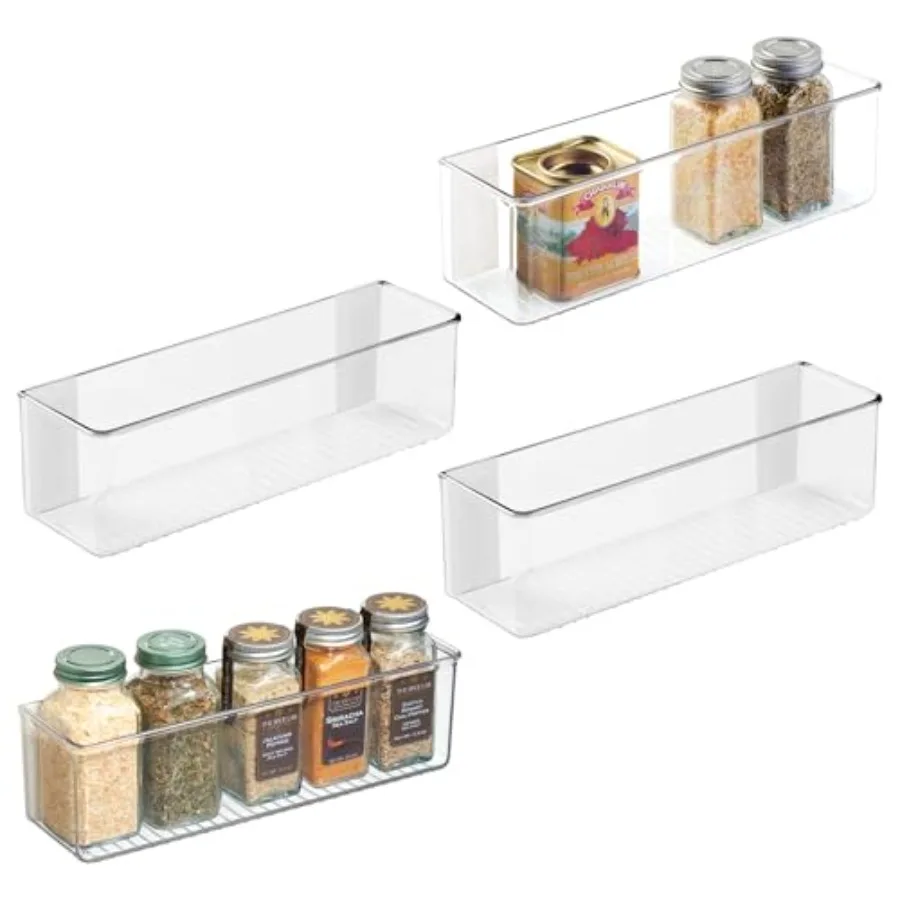 

Adhesive Organizer Bin - Damage-Free Hanging for Kitchen, Bathroom, or Office - Set of 4 - Clear