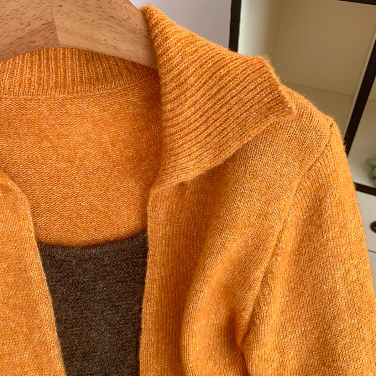 Women's Yellow Pullover Korean Sweater Vintage 2000s Y2k Jumper Knitwear Long Sleeves V-Neck Korean Style Sweater Spring Autumn