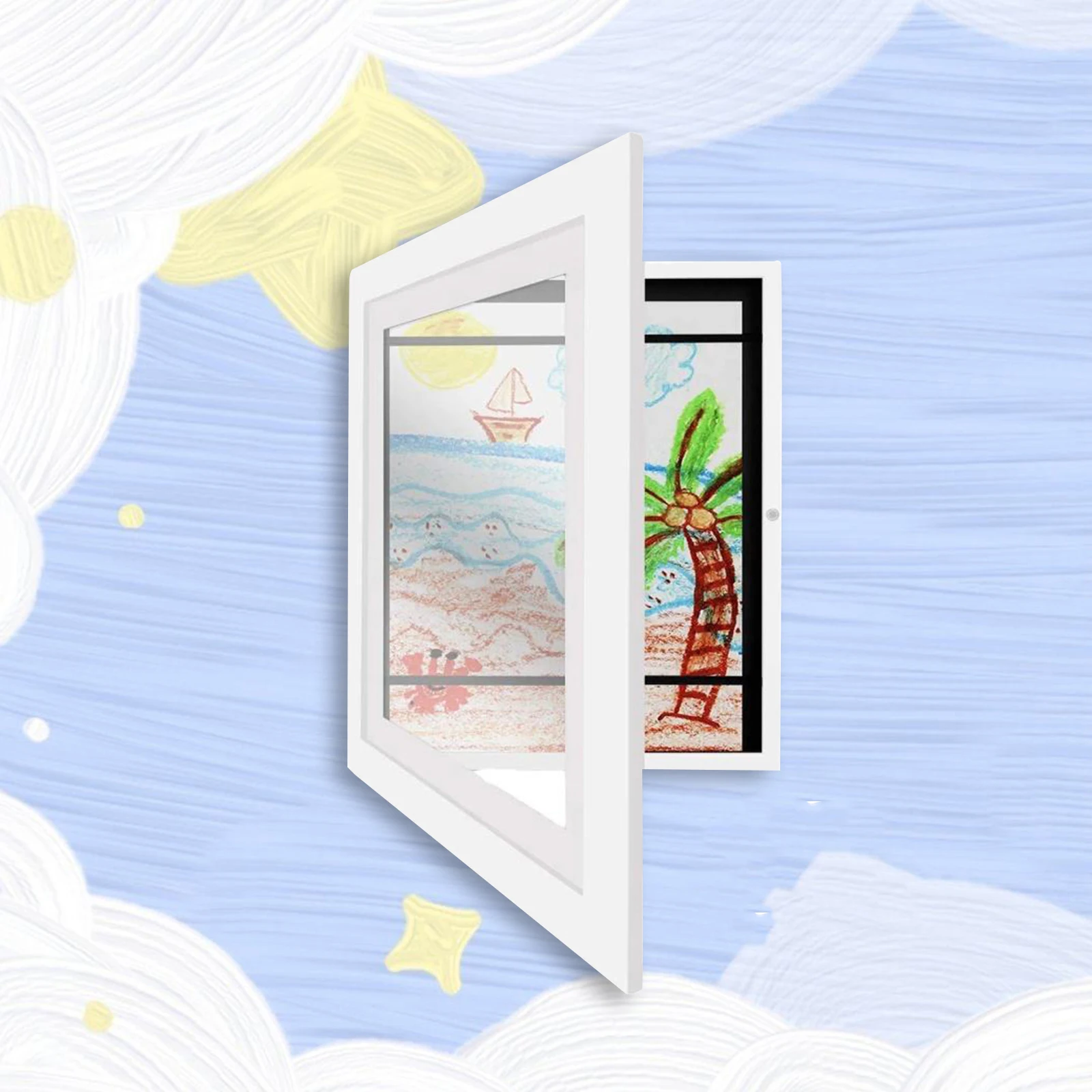 Kids Art Frame Front Opening Artwork A4 Picture Frames Changeable Artwork Display Storage Frames for Children Drawing Crafting