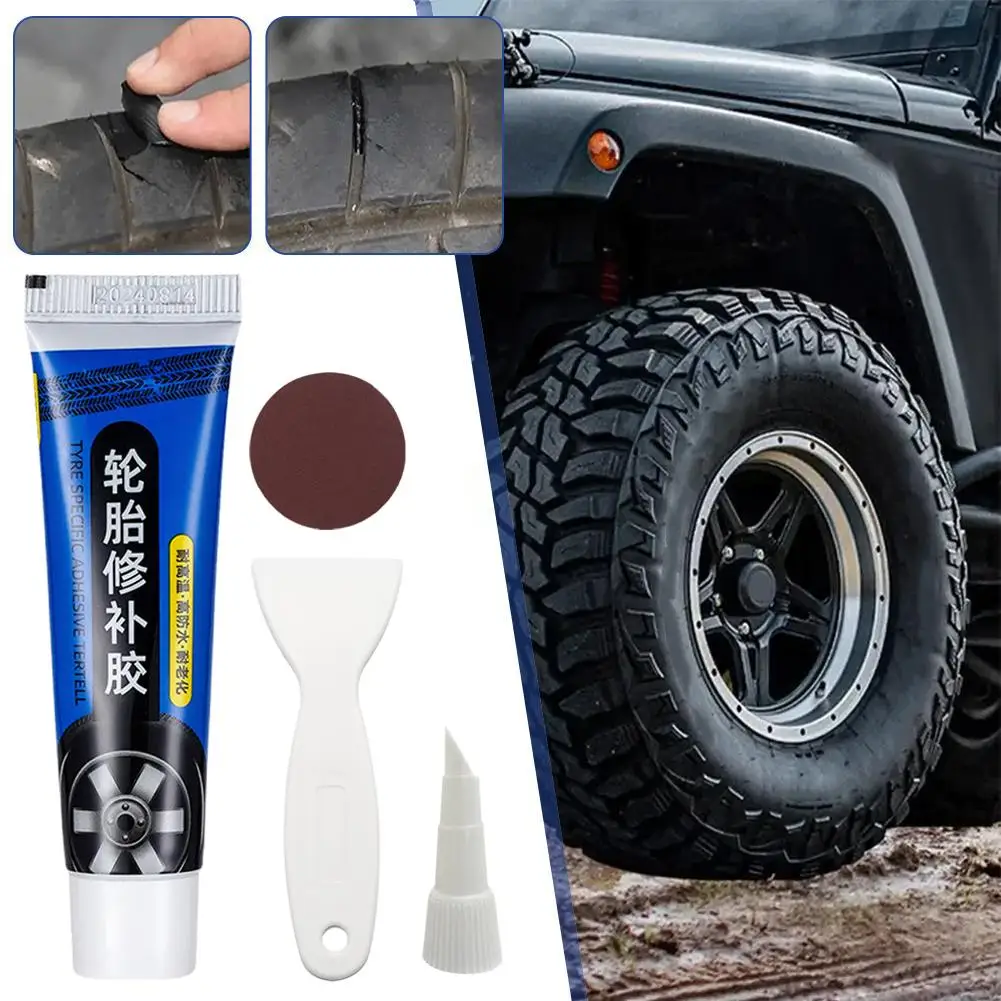 1/2/3Pcs 60ml+white Scraper+sandpaper Car Tire Repair Agent Car Tire Rubber Waterproof High Low Temperature Wear Resistant