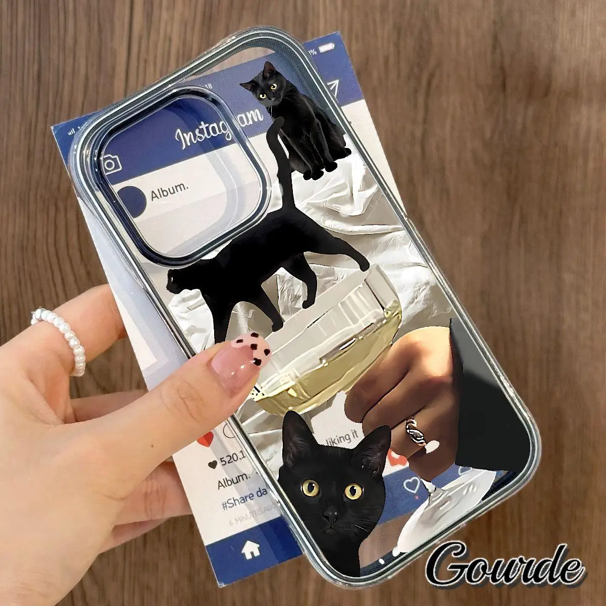Gourde لطيف الجبن متعة القط Instagram واضح جراب هاتف جراب هاتف آيفون 13 12 14 15 زائد آيفون 16 برو ماكس غطاء مقاوم للصدمات