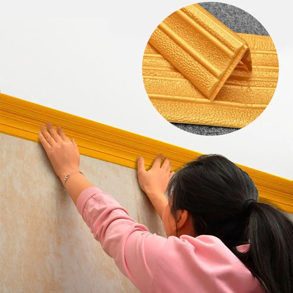 230cmX14cm New XPE Foam 3D Skirting Line Self-adhesive Thicken Wall Stickers Waterproof Home Decor Tiles Border Paper