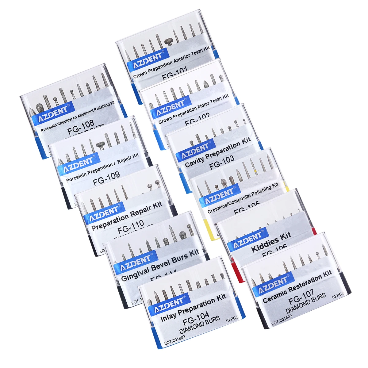 1 caixa azdent kit de broca de diamante DENTAL com caixa de armazenamento várias funções opcionais adequado para peça de mão de alta velocidade