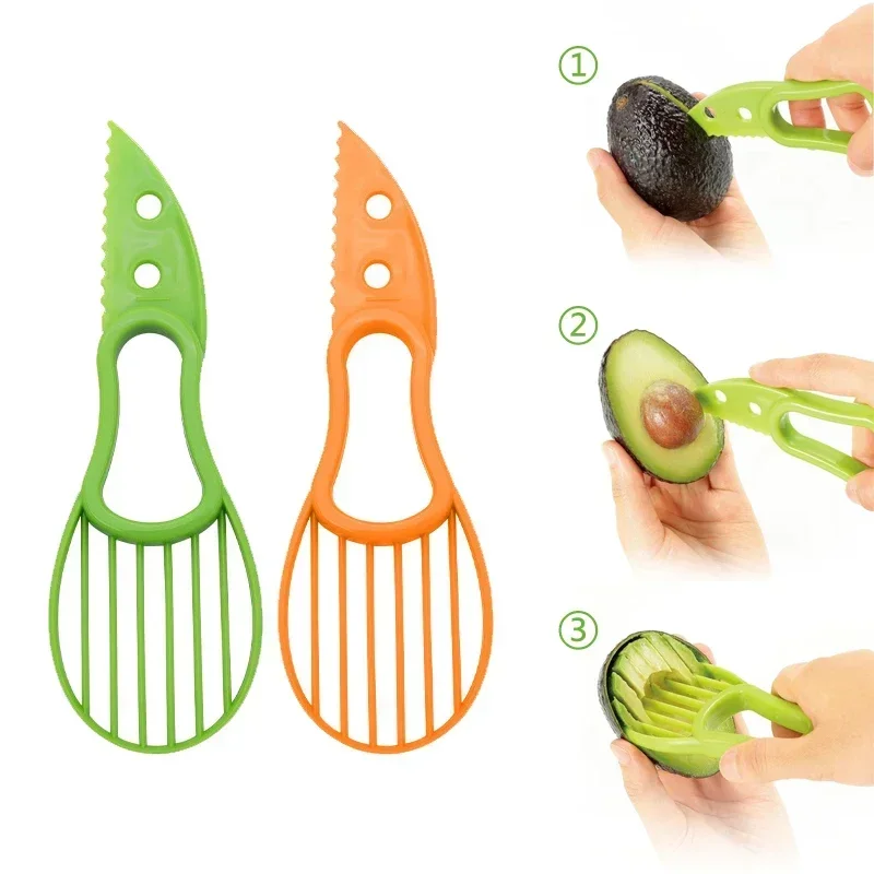 

3 In 1 Avocado Slicer Shea Corer Butter Fruit Peeler Cutter Pulp Separator Plastic Knife Kitchen Vegetable Tools