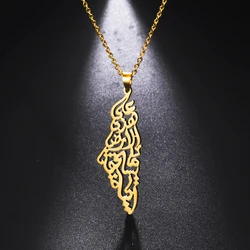 My Shape Palestine Arabic Pendant Necklaces for Women Men Country Geographic Charms Chain Choker Fashion Stainless Steel Jewelry