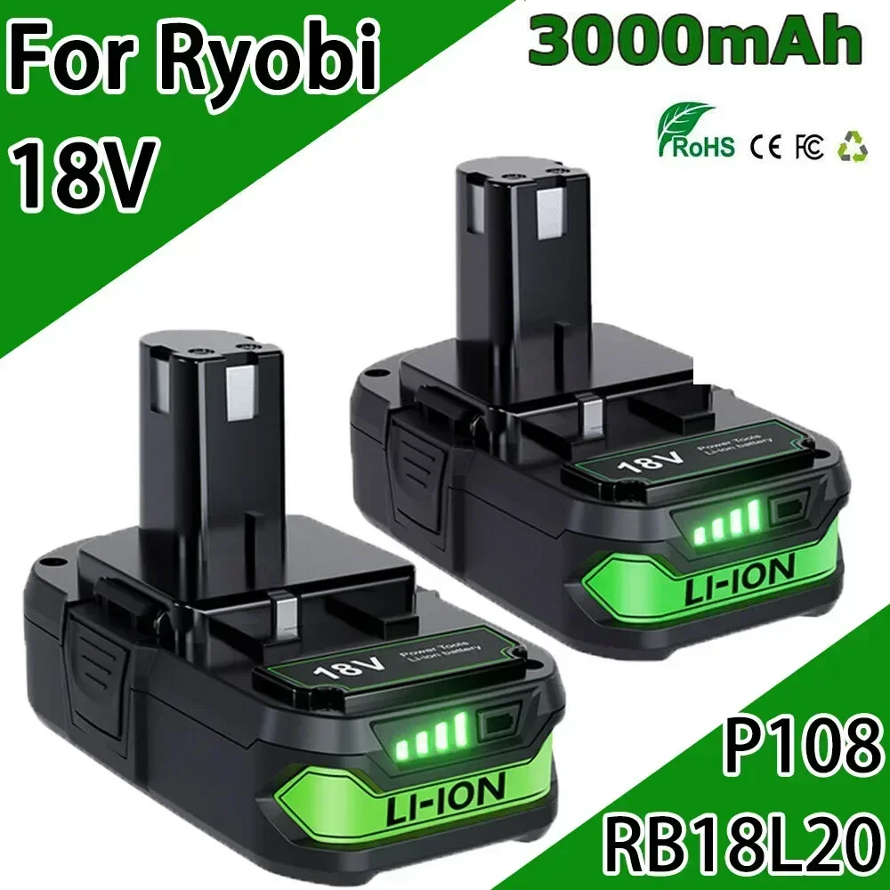 2025NEW 18V 3.0Ah Lithium Battery For Ryobi RB18L50 Lithium-ion Replacement Battery for Ryobi RB18L25 RB18L15 P108 P102 P103 wit