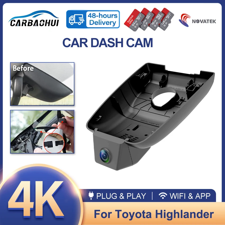 

HD 4K 2160P Hidden Car DVR Video Recorder Dash Cam Camera For Toyota Highlander (XU50 XU70) 2018 2019 2020 2021 2022 2023 2024