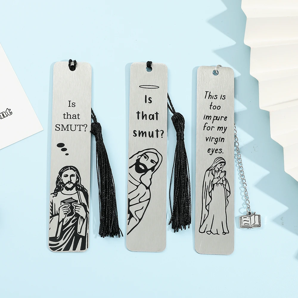 Funny Metal Bookmark With Tassel Pendant Book Lover Humor Peeking Jesus Book Marker For Page Books Readers Bookmark Gift