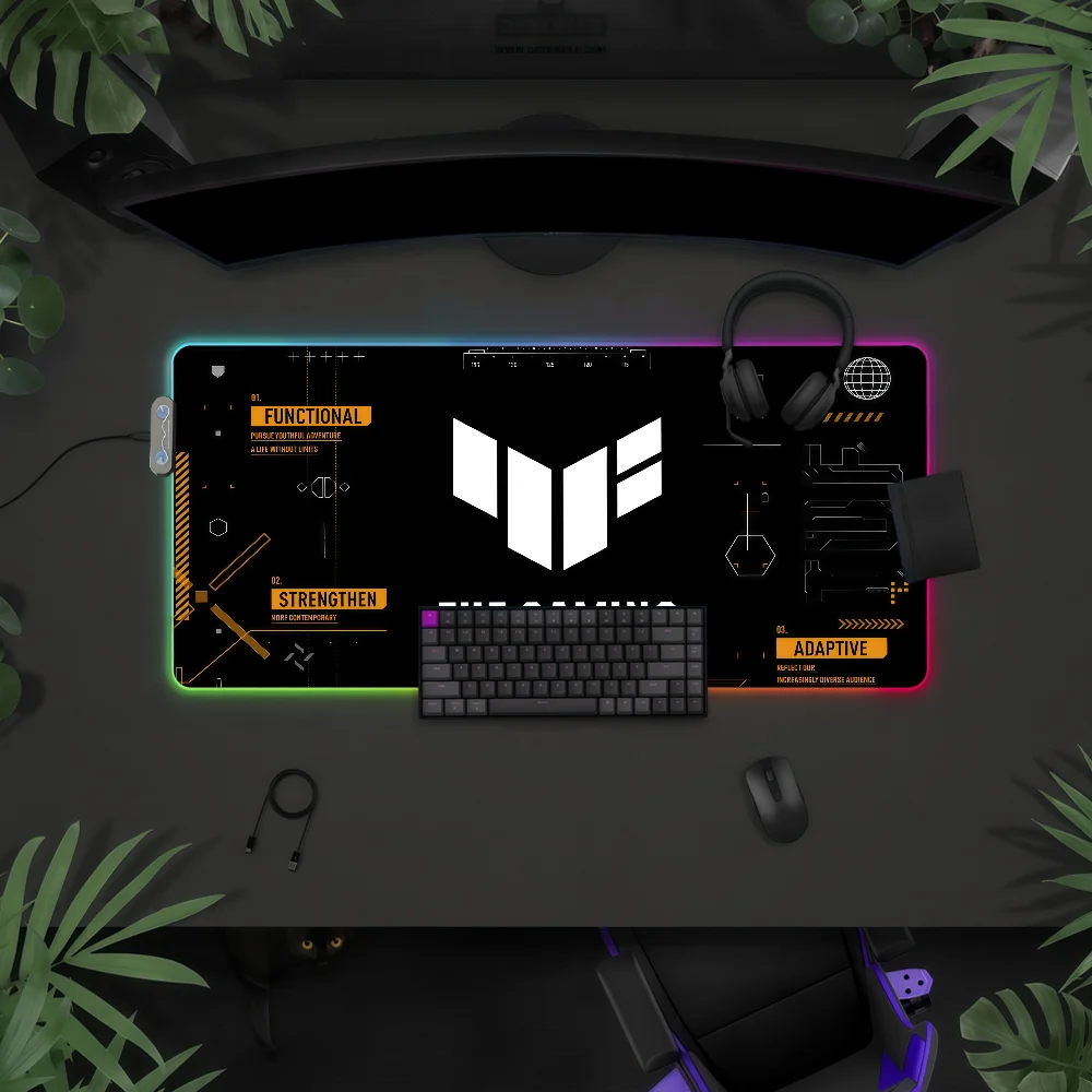 

Brand T-TUF Gaming Mouse Pad Waterproof RGB LED Light Colorful Game Keyboard Non-slip Cover Desk-mat Surface