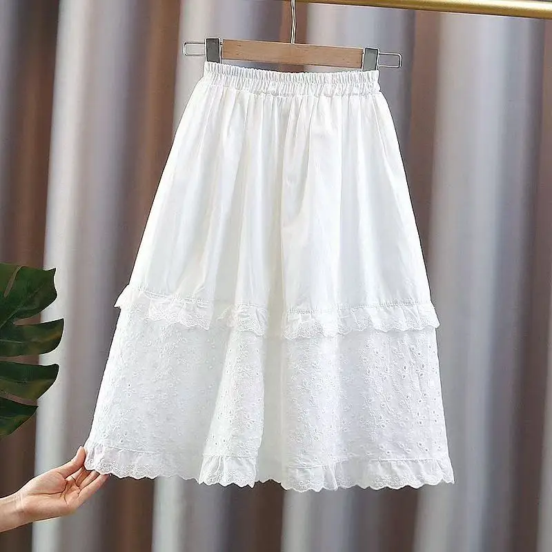 

2026 New Spring And Summer Teenage Girls' Lace Half Skirt New Children's Princess Style Long Skirt 100-160cm Kids Clothing
